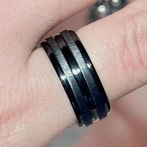 Black Triple Band Ring. (18 mm.)